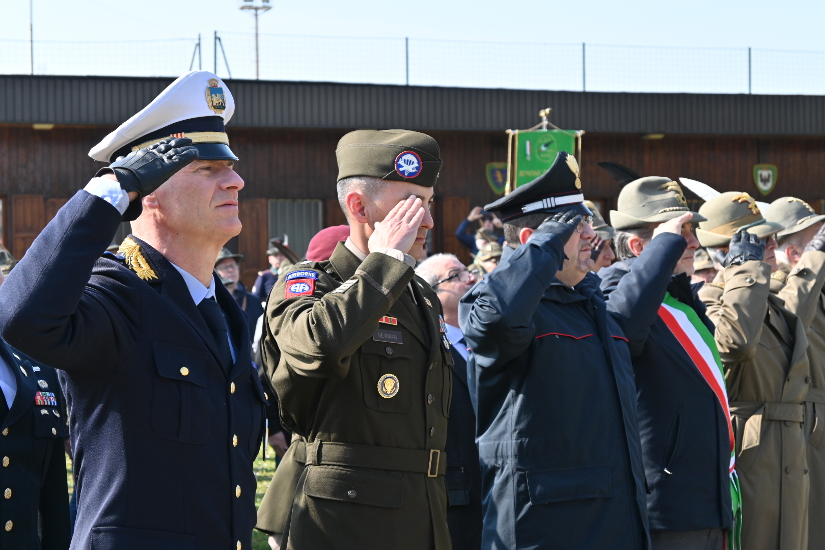 Lt. Col. Anthony Newman, Battalion Commander of the 173rd Brigade Support Battalion, 173rd Airborne Brigade renders a salute as part of memorial ceremony for Italian Lieutenant Enrico Tigrucci of the 