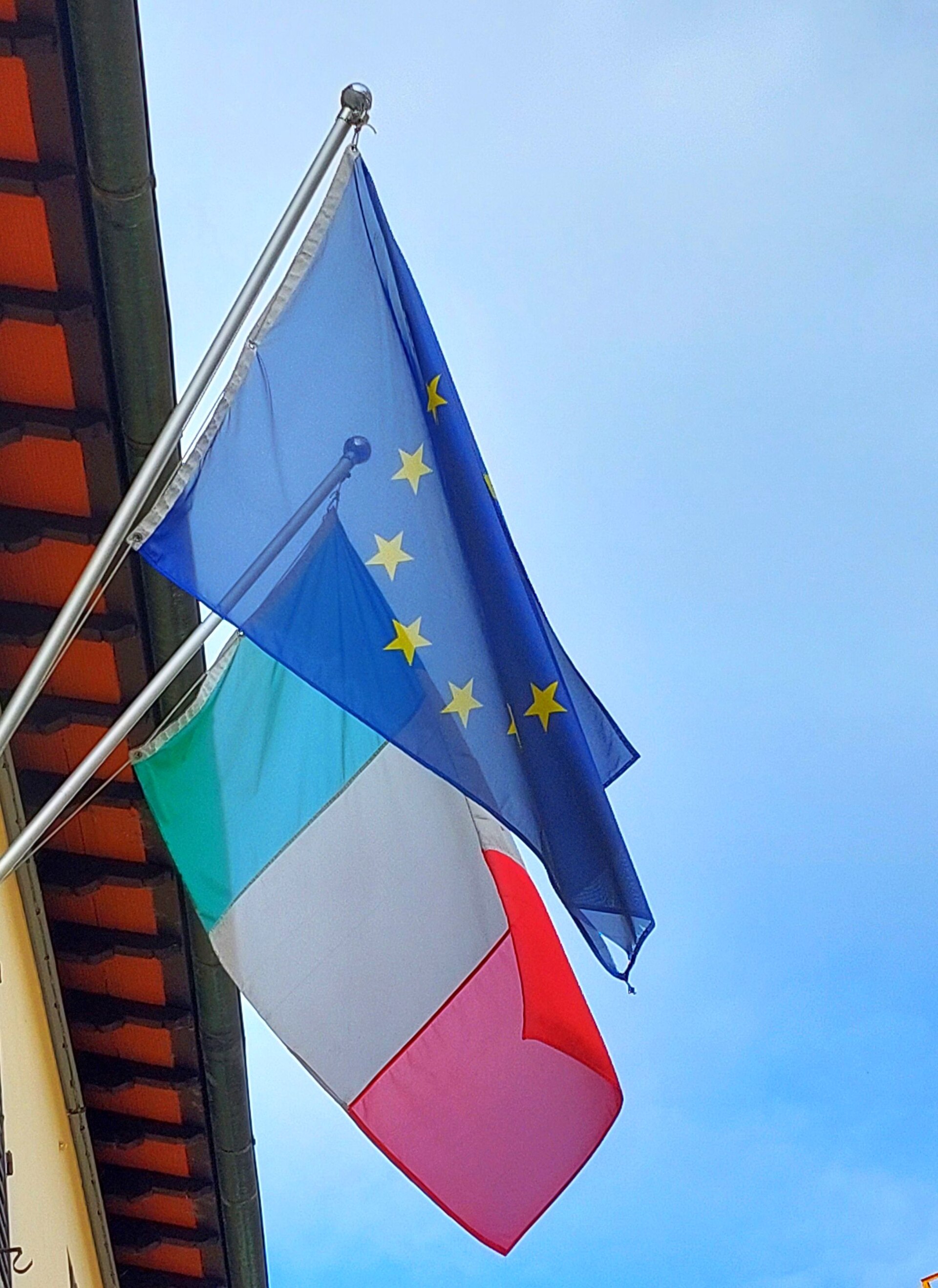 European Union flag and Italy flag