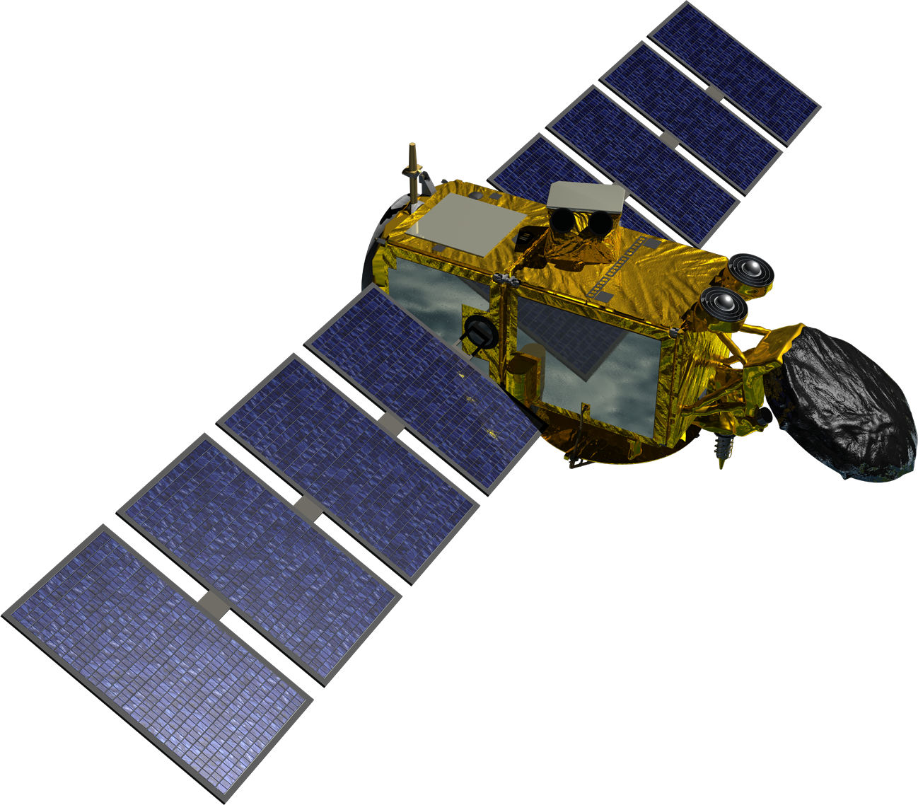 Illustration of the Jason-3 spacecraft on a transparent background.