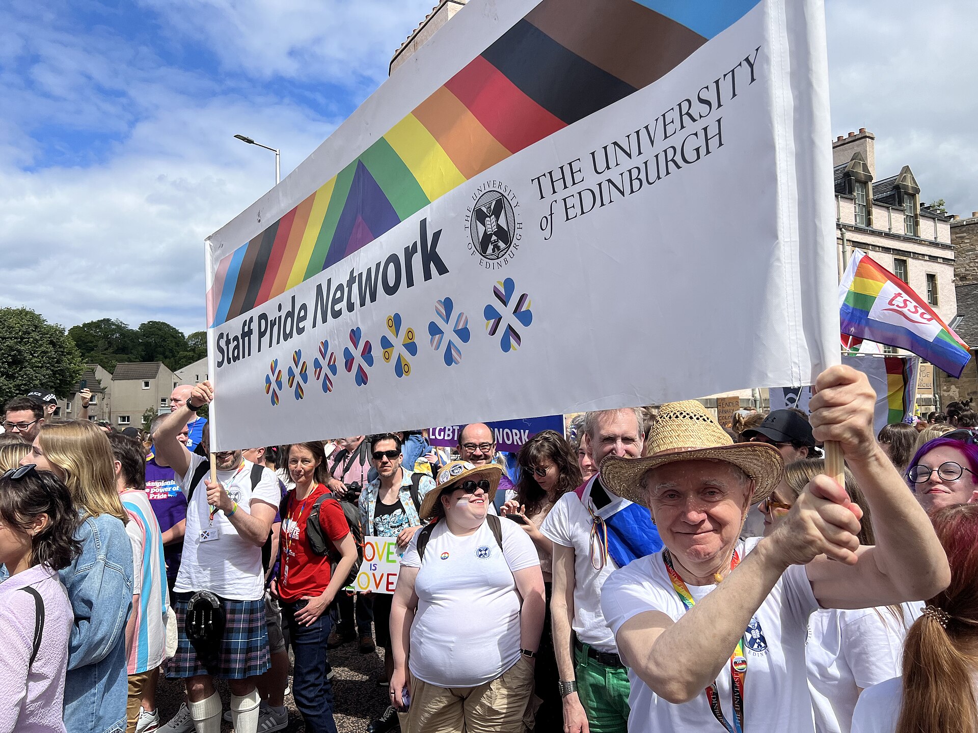 Edinburgh University Staff Pride Network banner, Pride Edinburgh Parade, 2024